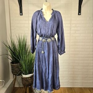 Anthropologie Cloth And Stone Blue Long Sleeve Midi Dress Oversized Size Small